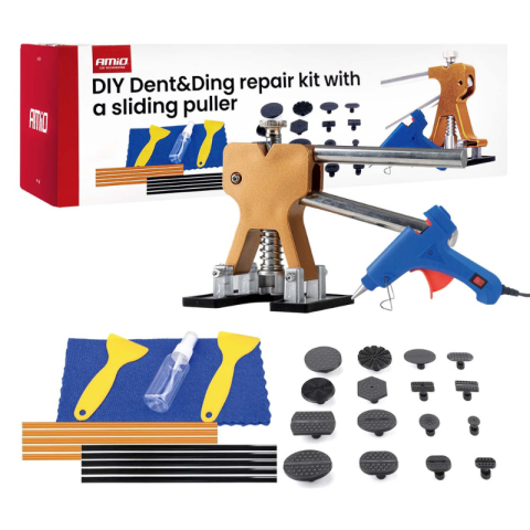 Noutati - Kit Reparatii Caroserie Auto PDR, Extractor Glisant Reglabil, 18 Adaptoare Tracțiune, Pistol Lipit