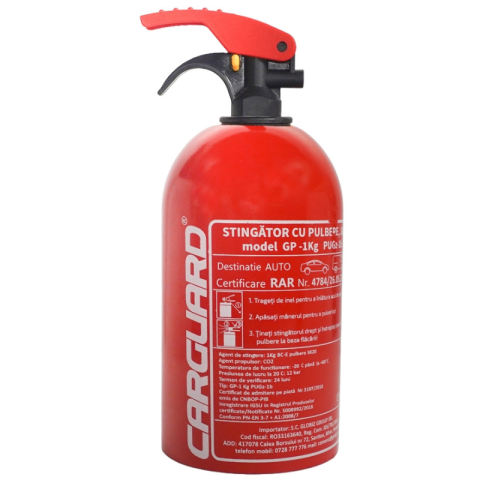 Kit siguranta auto complet obligatoriu RAR, stingator 1kg BC, trusa medicala, triunghiuri, vesta, geanta [2]