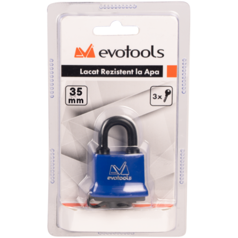 Lacat rezistent la apa, 35mm, protectie IP65, capac din plastic, 3 chei [3]