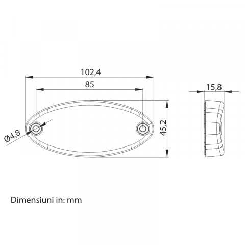 Lamp de Gabarit LED cu Reflector, 12/24V, Montaj Plat, Conector QS075, 10.24 x 4.52cm [2]