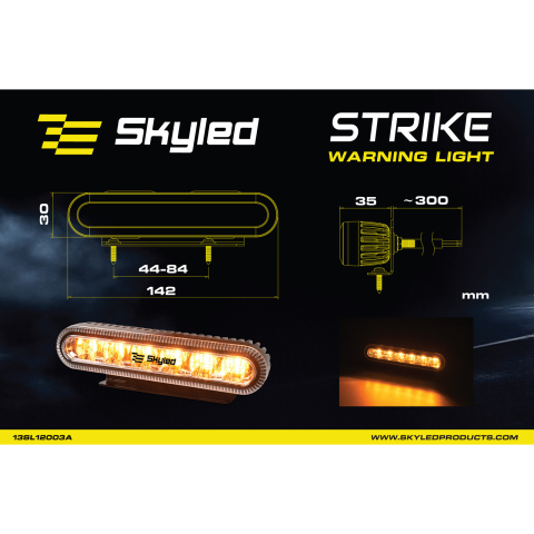 Lampa avertizare LED Strike 12/24V, 6 LED, 10 moduri, 3 x 14,2 cm, IP67 [14]
