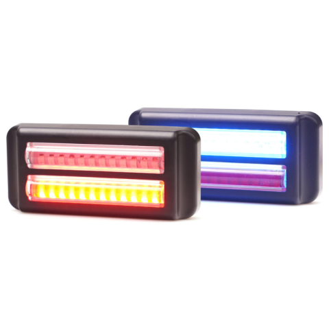 Stroboscoape Auto - Lampa avertizare LED, stroboscop, 12V-24V, 12 LED rosu + 12 LED albastru, 2 programe, IP6K9K