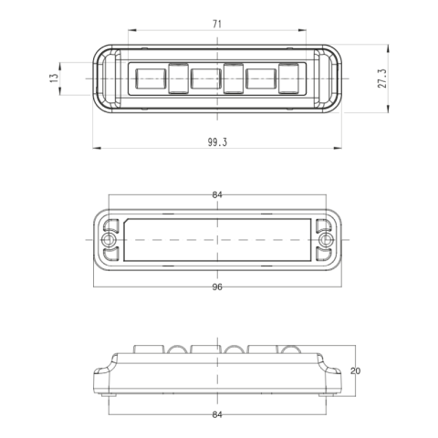 Lampa avertizare, stroboscop LED auto, 12V 24V IP6K9K 18 LED galben [8]