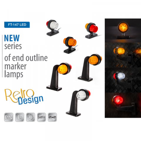 Lampa de gabarit cu brat lung, RETRO, alb / roșu, 12/24V, 19.5cm, tip L [4]