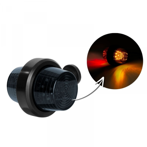 Lampi Gabarit LED - Lampa de gabarit cu brat scurt, LED, PORTOCALIU-ROSU, 12/24V, IP68, GRAPHITE, 10.7cm