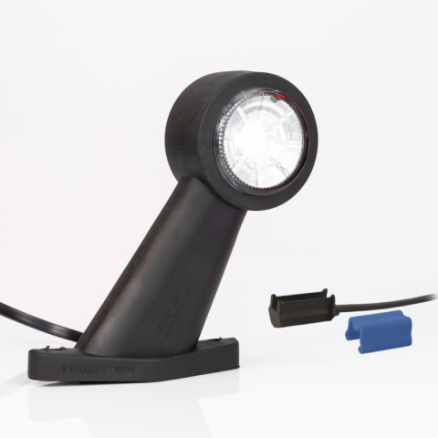 Lampi Gabarit LED - Lampa de Gabarit LED, Brat Oblic Scurt, Conector QS075 13.3cm, Cauciuc Flexibil, 12/24V, Alb/Rosu