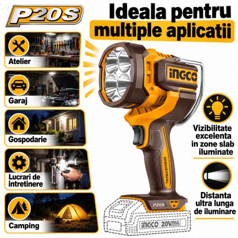 Lampa de lucru, Lanterna 20V, 2500 lumeni, P20S [2]