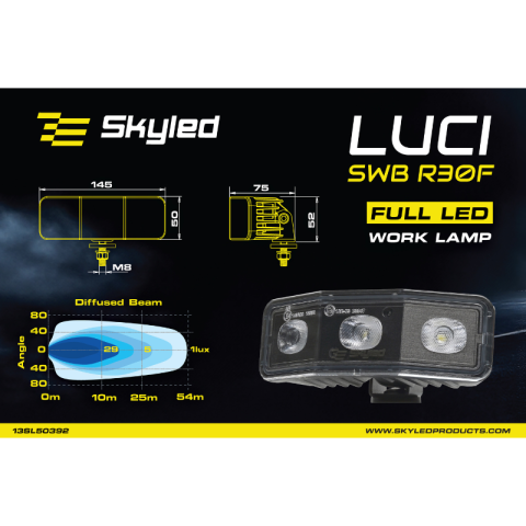 Lampa de lucru LED, LUCI SWB R30F, 30W, 3200lm, 9-36V, Lumina Difuza 120° [14]