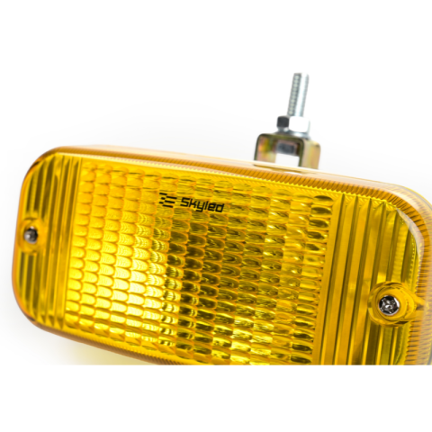 Lampa de pozitie fata TALMU, tip lamaie cu bec, carcasa alba, dispersor galben, stil Oldschool pentru camion [2]