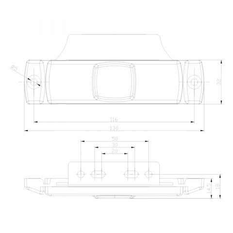 Lampa Gabarit LED, 12/24V, Conector Rapid QS075, 13 x 3.2cm [5]