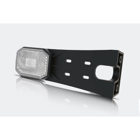 Lumini, Becuri, Proiectoare - Lampa gabarit LED alba cu reflector, mufa QS075, suport unghiular lung, 12-30V, omologare E9