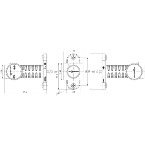 Lampa gabarit LED, brat drept, Graphite, 12/24V, pozitie alb/portocaliu/rosu, 11.75 x 3.8 x 10cm [6]