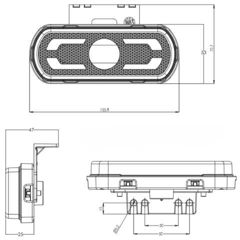 Lampa gabarit LED, pozitie, logo reflectorizant, 12-24V, IP 6K9K, 13.38cm [9]