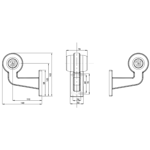 Lampa gabarit LED laterala cu brat cot la 90 de grade, 12V-24V, IP6K9K, portocalie [7]