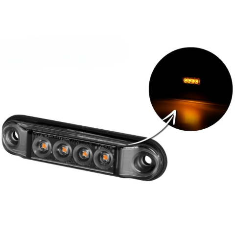 Lampi Gabarit LED - Lampa gabarit LED SLIM, Graphite, 7.7cm, 12V-24V rosu, portocaliu, alb fumuriu IP68