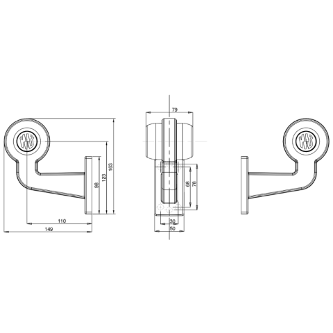 Lampa gabarit LED spate laterala cu brat cot la 90 de grade, 12V-24V, IP6K9K, stanga sau dreapta [8]