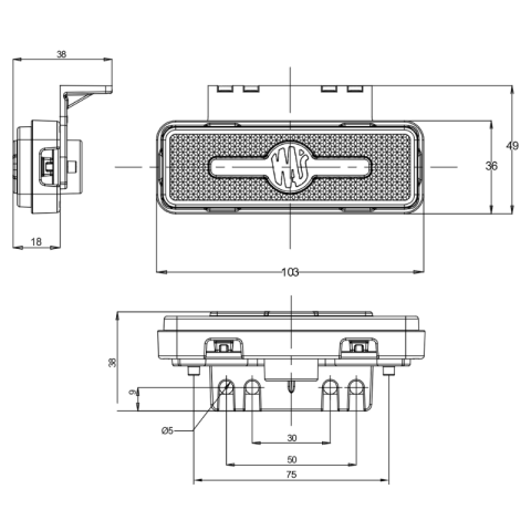 Lampa gabarit LED W254, 12-24V, cu reflector, omologare ECE IP6K9K [6]