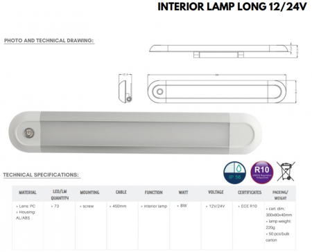 Lampa interior auto, Plafoniera, LED, touch control, 1224V, 300mm - Truck LED L1881 [2]