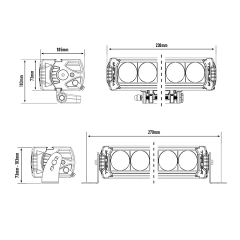 Lampa LED auto Triple-R 750 Gen2, omologare E, lumina de pozitie alba si portocalie, 4620 lm, 23 x 10,5 x 7,3 cm, 12/24V [5]