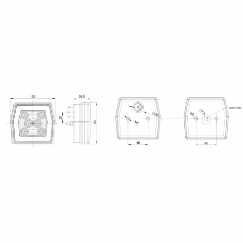 Lampa LED cu functie de pozitie si ceata, 12/24V, 10cm, cu cablu [2]