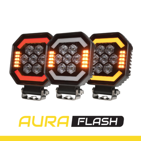 Lampa LED de Lucru, SKYLED Aura Q35F, 35W, 3500Lm, Pozitie LED Portocalie/Rosie, Girofar R65 [1]