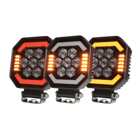 Proiectoare de lucru si marsarier - Lampa LED de Lucru, SKYLED Aura Q35F, 35W, 3500Lm, Pozitie LED Portocalie/Rosie, Girofar R65
