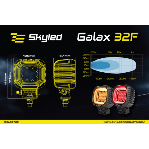 Lampa LED de lucru, SKYLED GALAX 32F, 32W, 9-32V, Pozitie Portocalie/Rosie, IP67, Offroad [16]