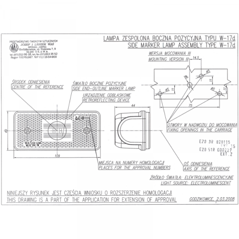 Lampa LED gabarit, 12/24V, 10.9cm, lumina portocalie, W17D [3]
