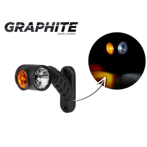Lampa LED gabarit, brat scurt diagonal, Graphite, 12/24V, pozitie alb/portocaliu/rosu, 12.5cm [1]