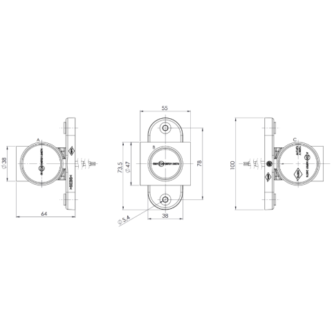 Lampa LED gabarit, Graphite, 12/24V, universala, suport scurt drept, 6.4 x 5.5 x 10cm [6]