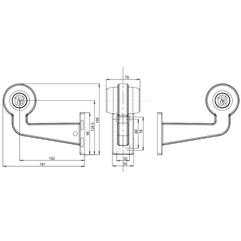 Lampa LED gabarit lateral remorca, suport brat cot drept, 12V-24V, cablu 18cm [7]