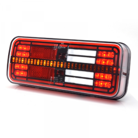Lumini, Becuri, Proiectoare - Lampa LED multifunctionala spate, tripla cu 5 functii, 12/24V, 20.05 x 8.53cm, semnalizare dinamica