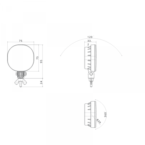 Lampa LED pentru mers inapoi, marsarier, 12/24V, 7.5cm, cu cablu, suport articulat [2]