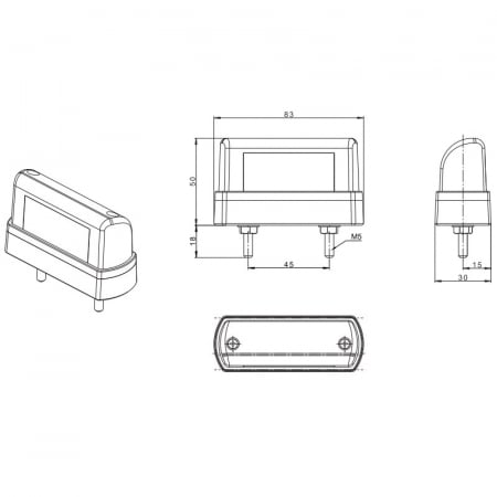 Lampa LED pentru numar inmatriculare si pozitie, alb cu rosu - Fristom FT-016A LED [2]