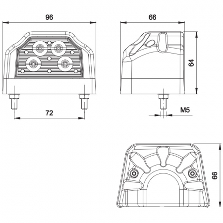 Lampa LED pentru numar inmatriculare si pozitie, alb cu rosu, 9.6 x 6.6cm - Fristom FT-031 A LED [2]