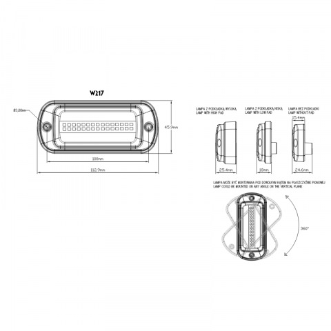 Lampa LED de avertizare stroboscop cu lumina portocalie, 11.29 x 4.59cm, ADR [1]