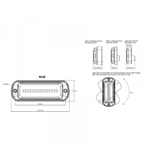 Lampa LED de avertizare, stroboscop cu lumina portocalie, 13.29 x 4.39cm, ADR [2]