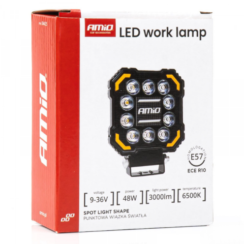 Lampa lucru LED 3 Functii, 48W, 3K lumeni, lumina alba, galbena, 12/24V, logo, vehicule si utilaje [9]