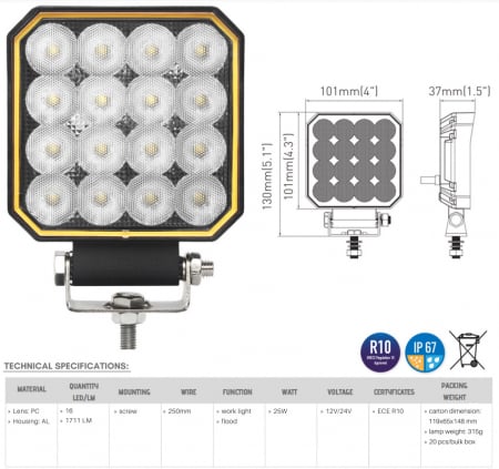 Lampa marsarier, proiector, 12/24V, 25W [3]