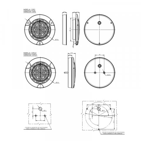 Lampa Multifunctionala Rotunda Auto, Tripla, 12/24V, 15.2cm, Marsarier și Ceata [3]