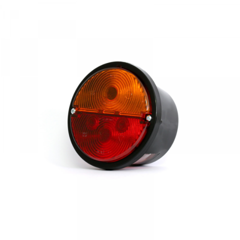Lampi spate cu Bec, Semnalizare, Triple - Lampa multifunctionala rotunda spate, tripla cu 4 functii, 1224V, 13.2 x 8.3cm - WAS 72