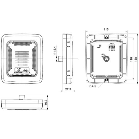 Lampa Multifunctionala Spate LED CUBE, 12/24V, Rama Metalizata, IP68 [10]