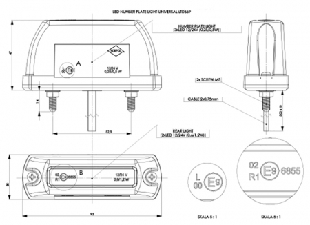 Lampa numar LED, cu pozitie, LTD669 - Truck LED L1209-1 [2]