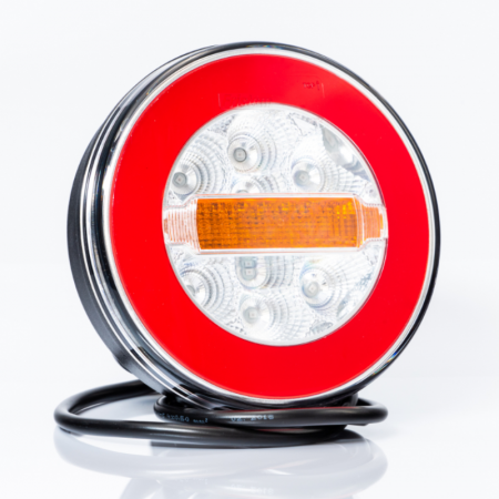 Lumini, Becuri, Proiectoare - Lampa rotunda semnalizare spate FT 113, LED, Pozitie Neon, cu 3 functii, 14 x 5,05cm - Fristom  FT-113 LED