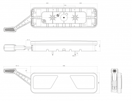 Lampa semnalizare LED cu efect neon, 45 x 13.8cm, 24V, cablu 2.5m, si lampa gabarit cu brat FT-146 [2]