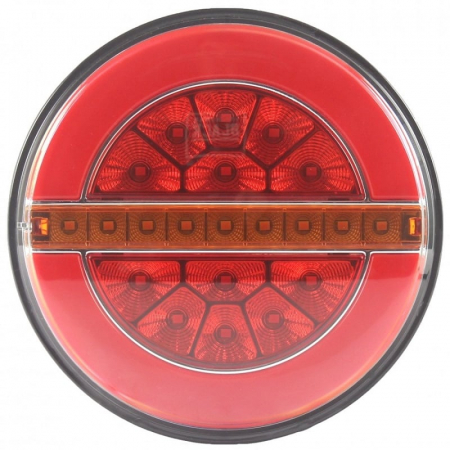 Lumini, Becuri, Proiectoare - Lampa semnalizare spate rotunda, cu semnalizare dinamica, 14cm