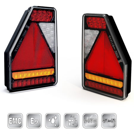 Lampa semnalizare, stop, tripla LED, cu triunghi, 21.1 x 14.6cm, 12V, IP 68 [2]