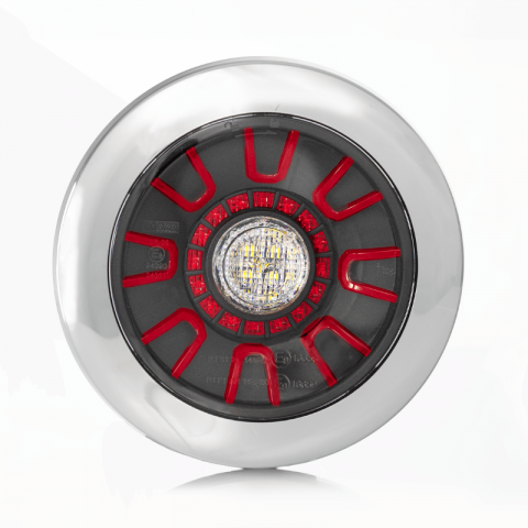Lampi spate cu LED, semnalizare, Triple - Lampa semnalizare, tripla multifunctionala, rotundă, 15.5cm, cu 3 functii ceata, marsarier, pozitie, 12/24V