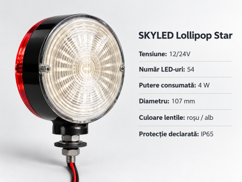 Lampa spaniola gabarit LED Lollipop Star 12/24V, alb-rosu, 10,7 x 15,5 cm [22]