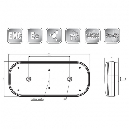Lampa spate 302x130, LED, 6 functii, semnalizare dinamica - Fristom FT-610 LED DI P [4]